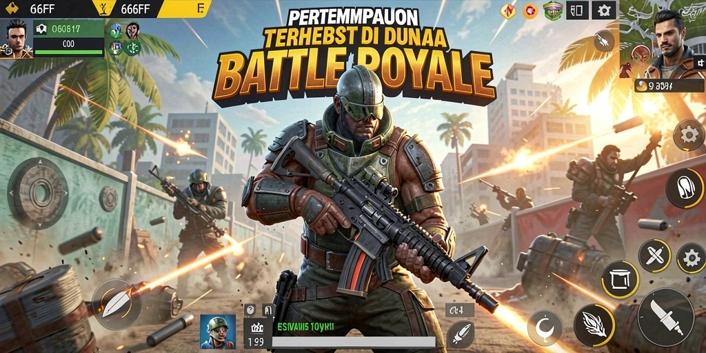 Screenshot menampilkan aksi seru dalam permainan Battle Royale 666FF.