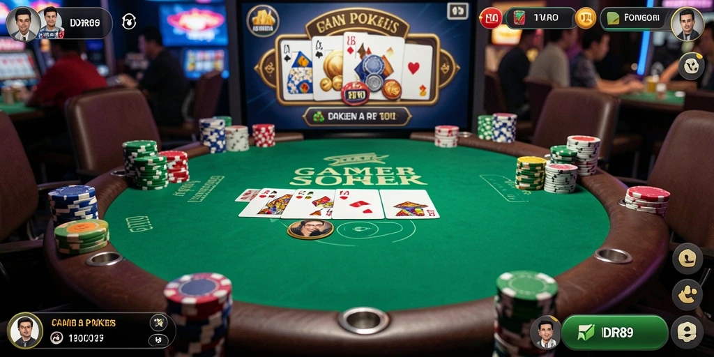 Screenshot gameplay IDR89 yang menampilkan aksi poker yang seru.