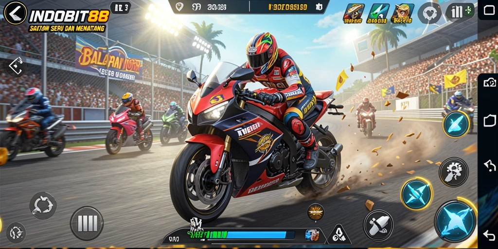 Gameplay seru balapan motor di INDOBIT88 dengan grafik menawan.