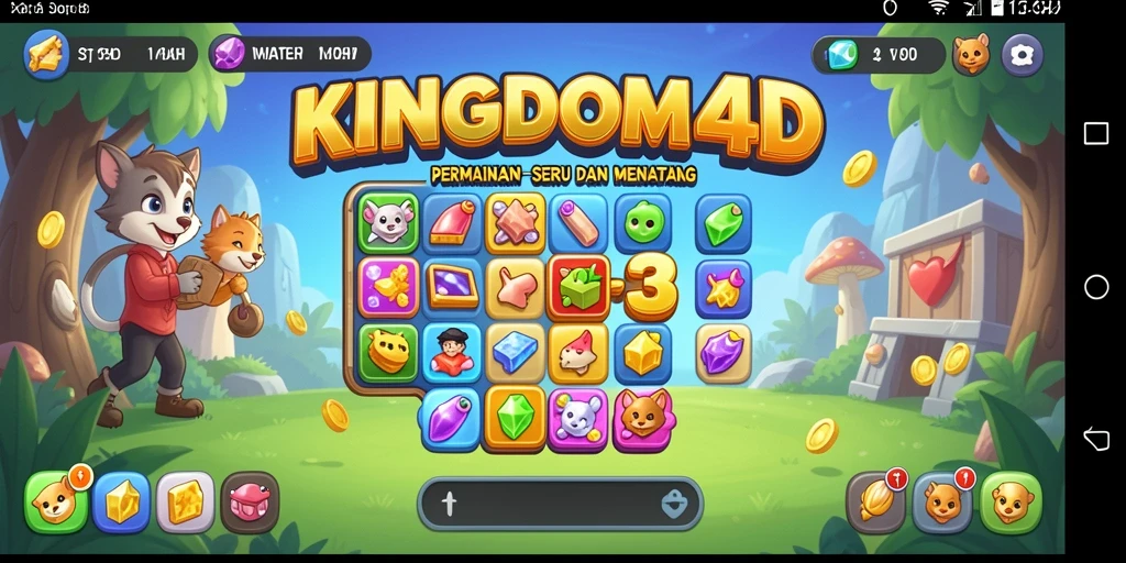 Tampilan gameplay KINGDOM4D yang penuh warna dan menantang.