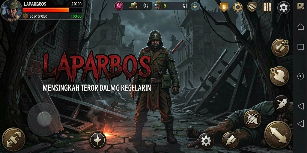 Tampilan gameplay LAPARBOS yang mencekam dan menegangkan.