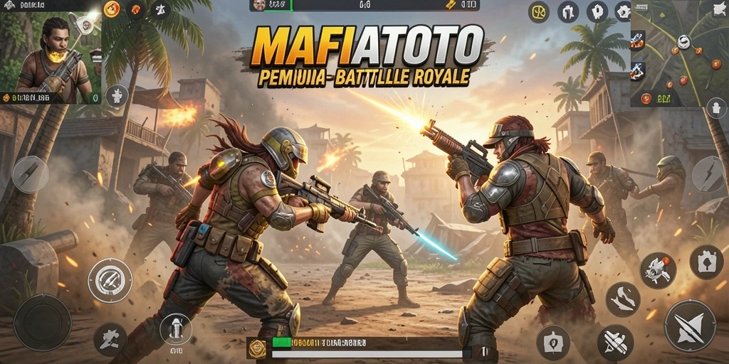 Screenshot menunjukkan aksi mendebarkan dalam pertempuran Battle Royale.