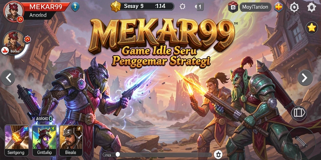Screenshot utama MEKAR99 menampilkan kebun yang indah dan sistem Idle yang intuitif.
