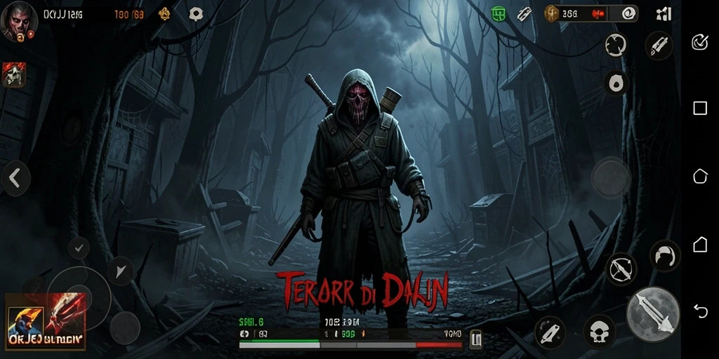 Screenshot menampilkan suasana mencekam dalam gameplay OKJK.