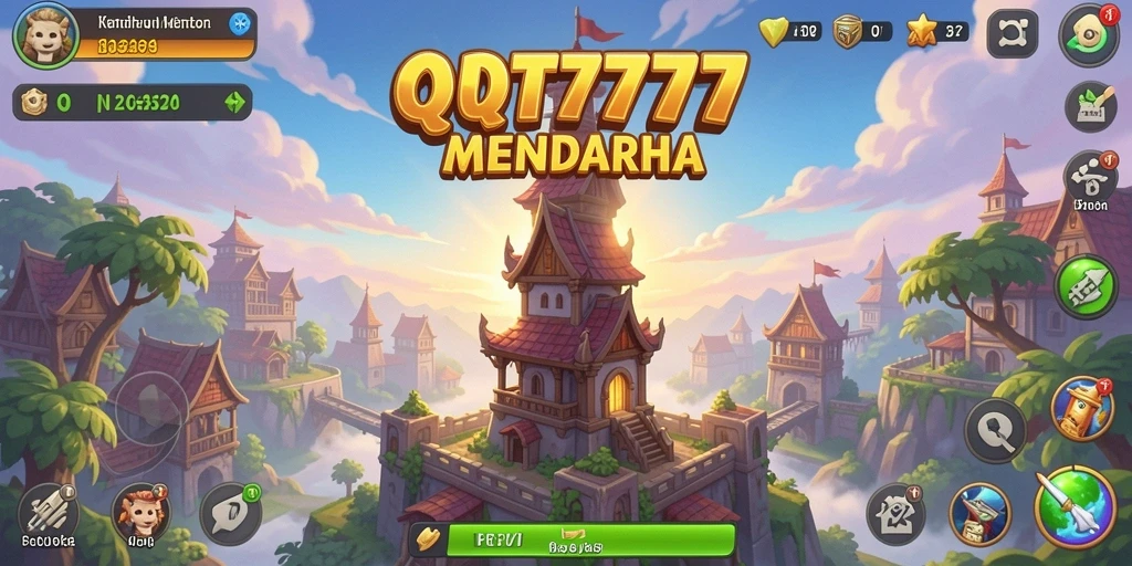 Screenshot gameplay QT777 menunjukkan aksi menara mempertahankan wilayah dari serangan musuh.