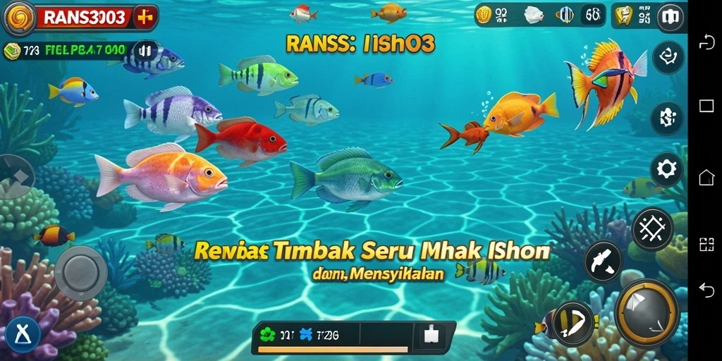 Screenshot gameplay RANS303 menampilkan serunya menembak ikan.