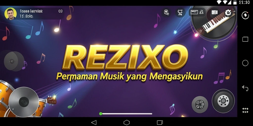 Screenshot gameplay REZIXO yang menunjukkan interaksi musik.
