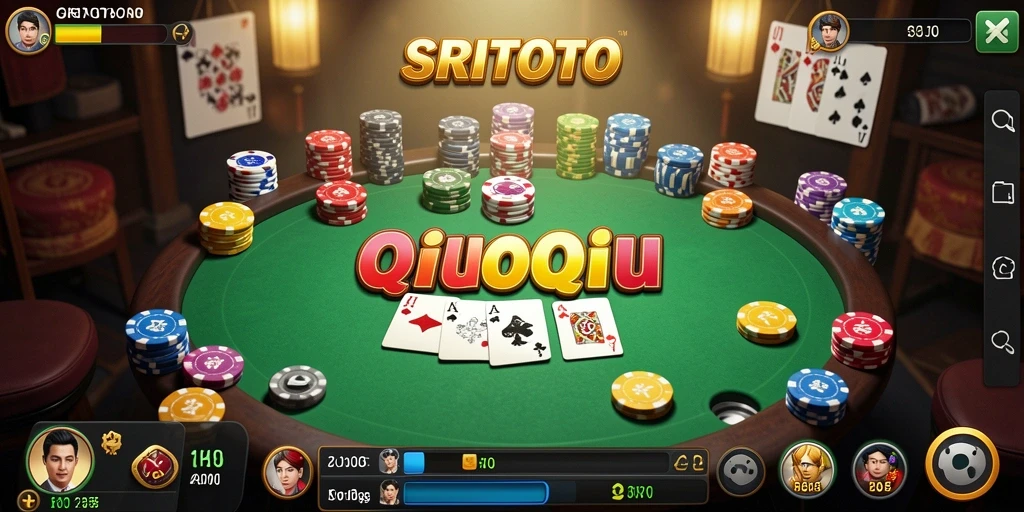 Tampilan gameplay SRITOTO dengan suasana QiuQiu yang mendebarkan.