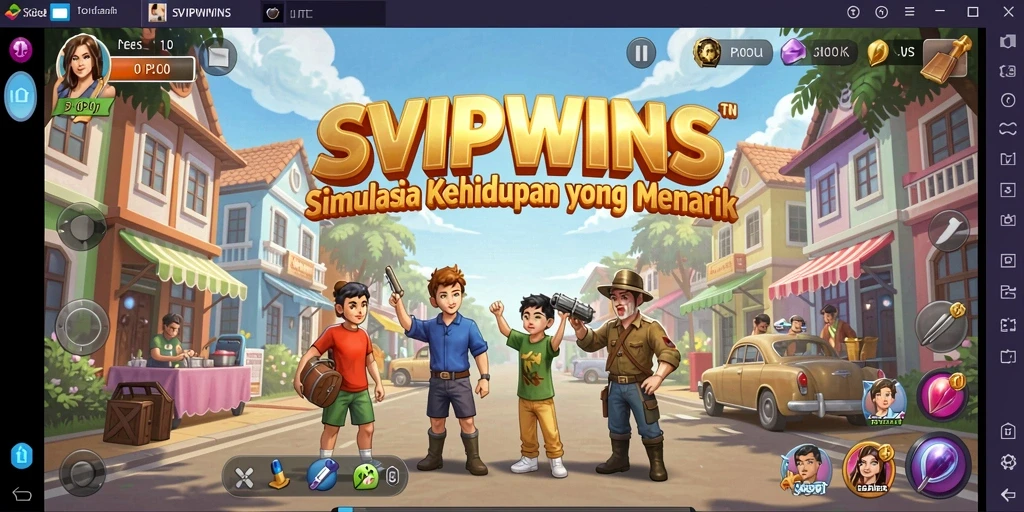 Tampilan gameplay SVIPWINS dengan simulasi kehidupan yang interaktif.