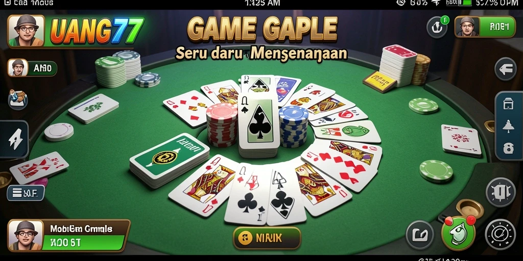 Gameplay seru dari UANG77 yang menampilkan permainan Gaple.